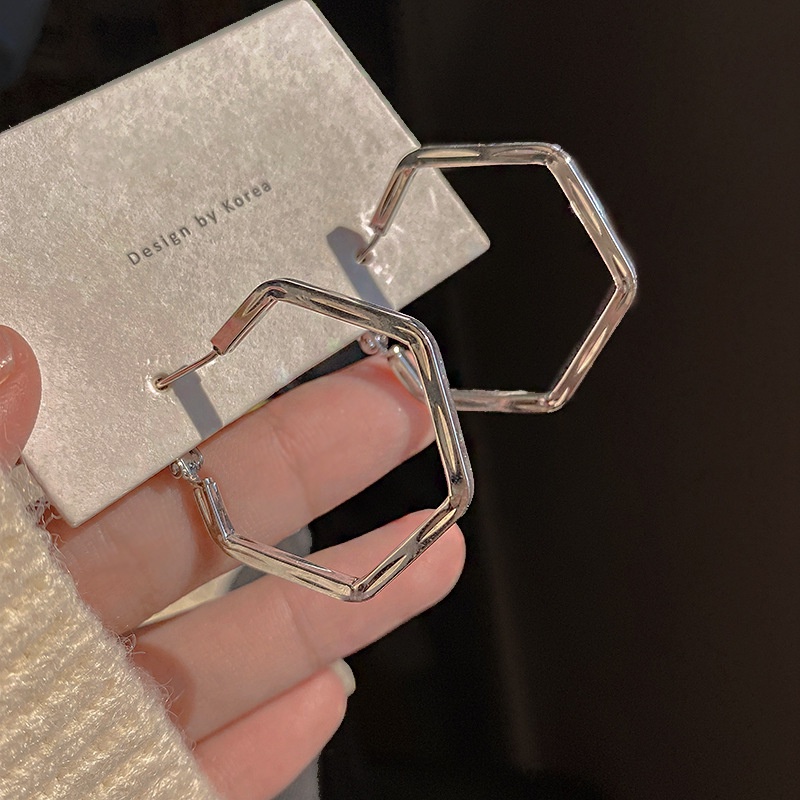 Khuyên Tai Kim Loại Thiết Kế Hình Học Rỗng Độc Đáo Thời Trang Cao Cấp Cho Nữ