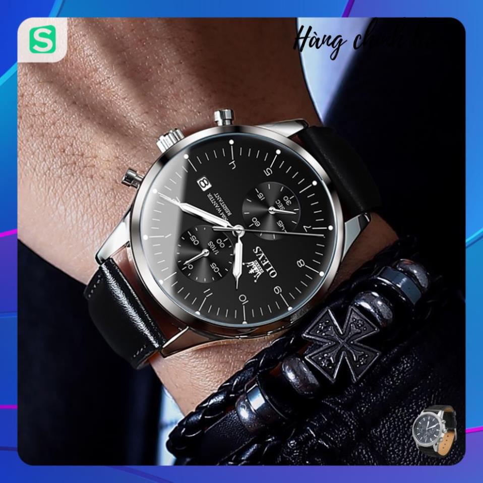 OLEVS 2880 Đồng hồ nam chính hãng Dây da có chức năng Lịch chống nước phát sáng Mặt số