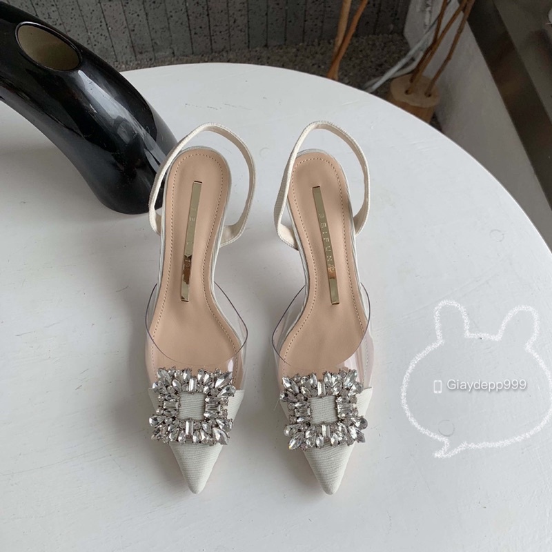 Giày Sandal Mũi Nhọn Đính charm Đá Hàng Loại 1 Quảng châu 7p