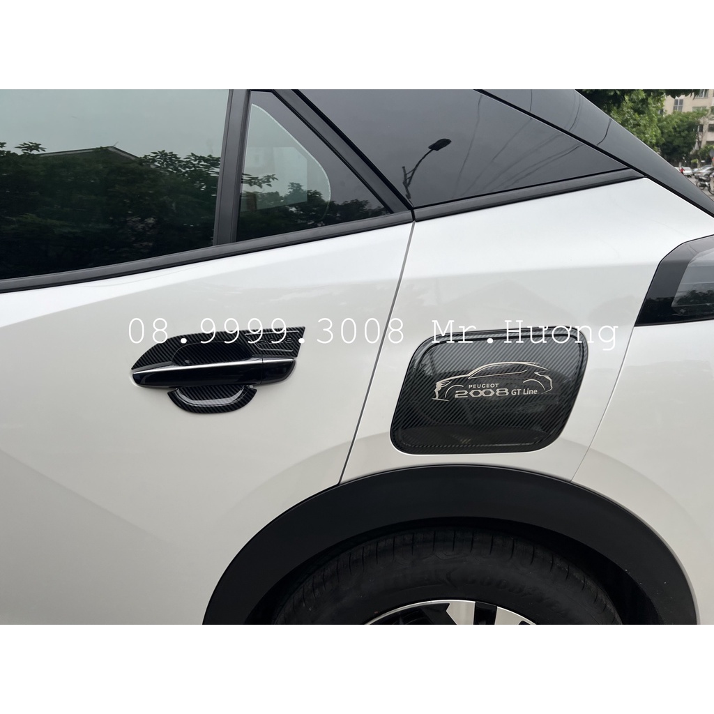 Combo ốp hõm cửa chống xước và ốp nắp xăng carbon peugeot 2008, lót tay nắm cửa, chén cửa chống xước, ốp nắp xăng carbon