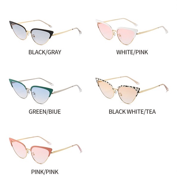 Hàng Sang Trọng [Hàng Sang Trọng] Kính Râm Mắt Mèo Gọng Kim Loại Thiết Kế Thời Thượng Cho Nữ