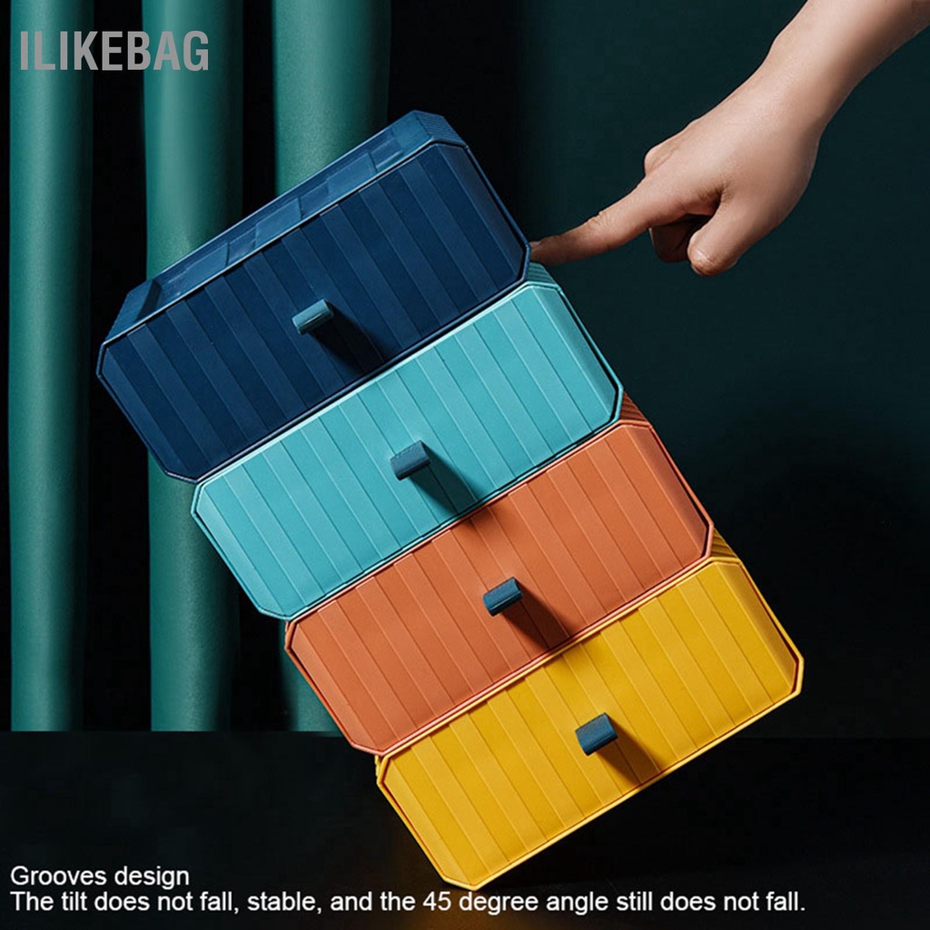 Ilikebag Ngăn kéo 4 cái Hộp lưu trữ bằng nhựa Bàn tổ chức có thể xếp chồng lên nhau Bộ cho Văn phòng tại nhà