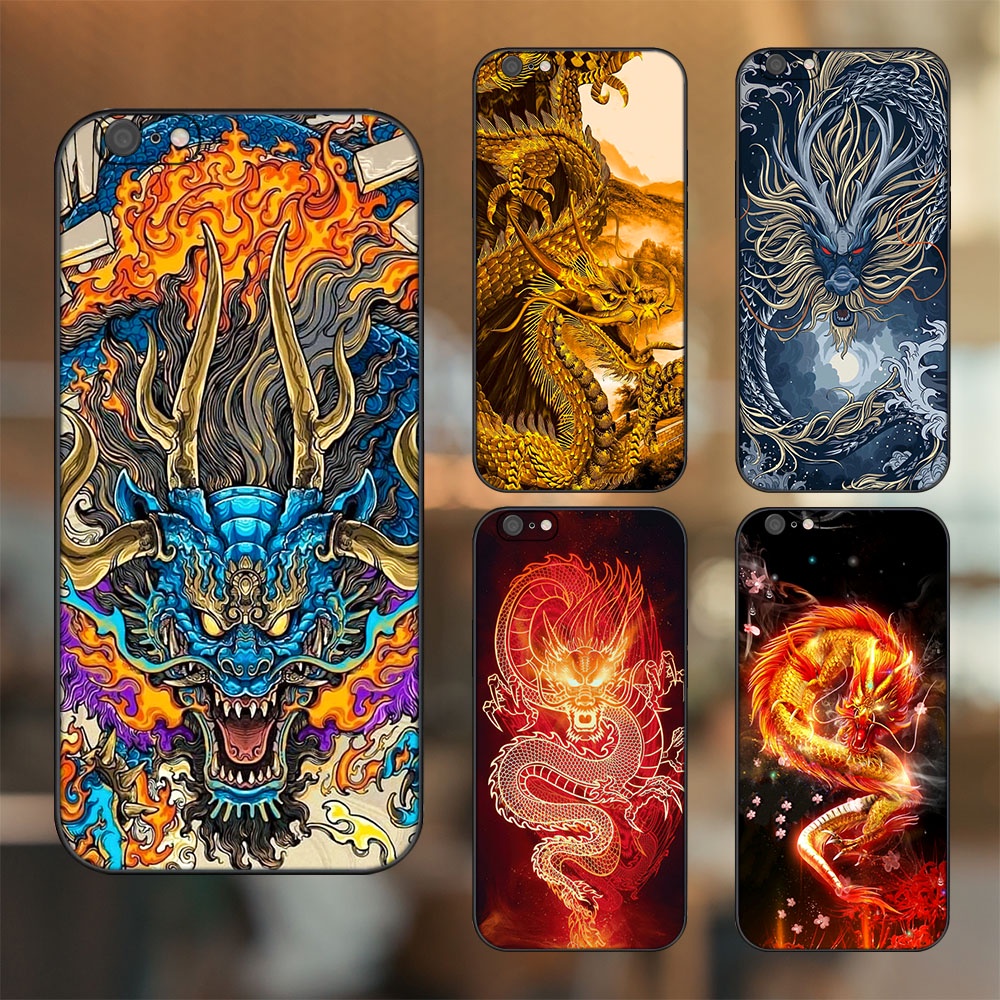 Ốp lưng iPhone 6 Plus, 6s Plus dẻo đen cạnh vuông in hình Rồng Sang Trọng Tài Lộc May Mắn