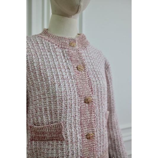 Cardigan len hồng