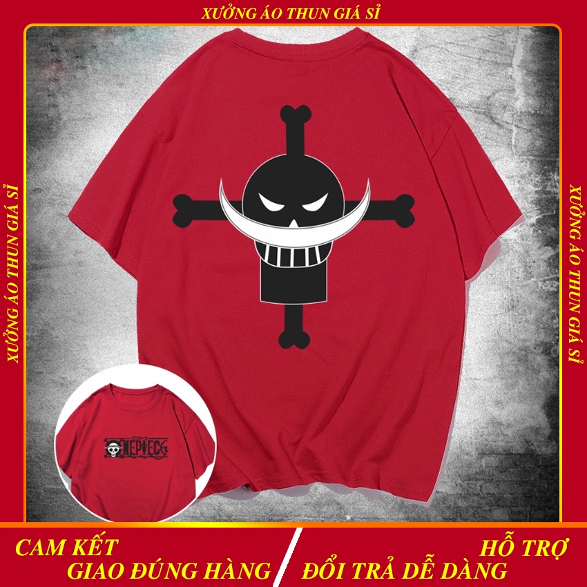 Áo phông anime tay lỡ in hình one piece vải cotton 100% mặc thoáng mát, Áo One Piece râu trắng đảo hải tặc.