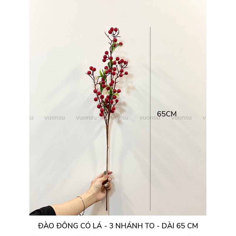 Cành đào đông đỏ 12 nhánh cành lựu trang trí tết hàng đẹp quả to - VS402