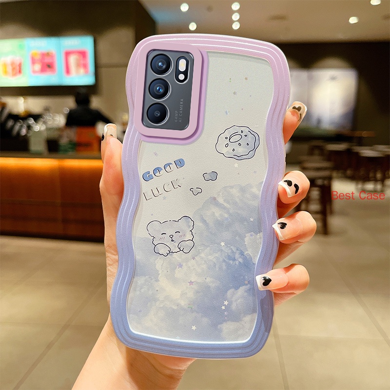 Ốp lưng OPPO Reno 6 Vỏ điện thoại hoạt hình dễ thương OPPO Reno 5 Reno 6 Reno 6z Reno 7z Reno 8z Tpu Vỏ mềm Khung sóng Vỏ điện thoại trong suốt