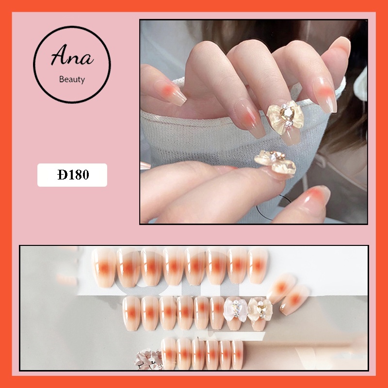 Móng tay giả đính đá đẹp giá rẻ nail box đính nơ Anabeauty mã mới