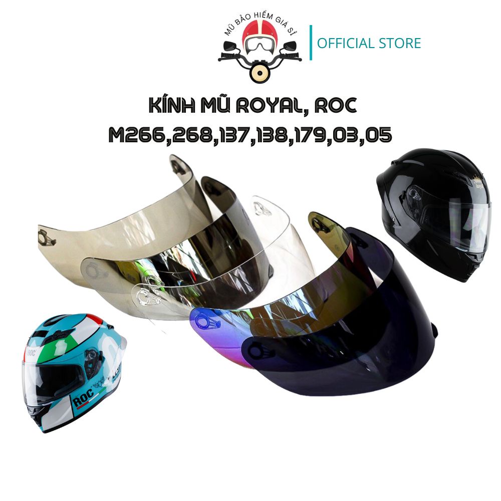 Kính Mũ Bảo Hiểm Fullface Royal M266, M179, M168, M137, M138... Các Dòng Mũ Royal Fullface