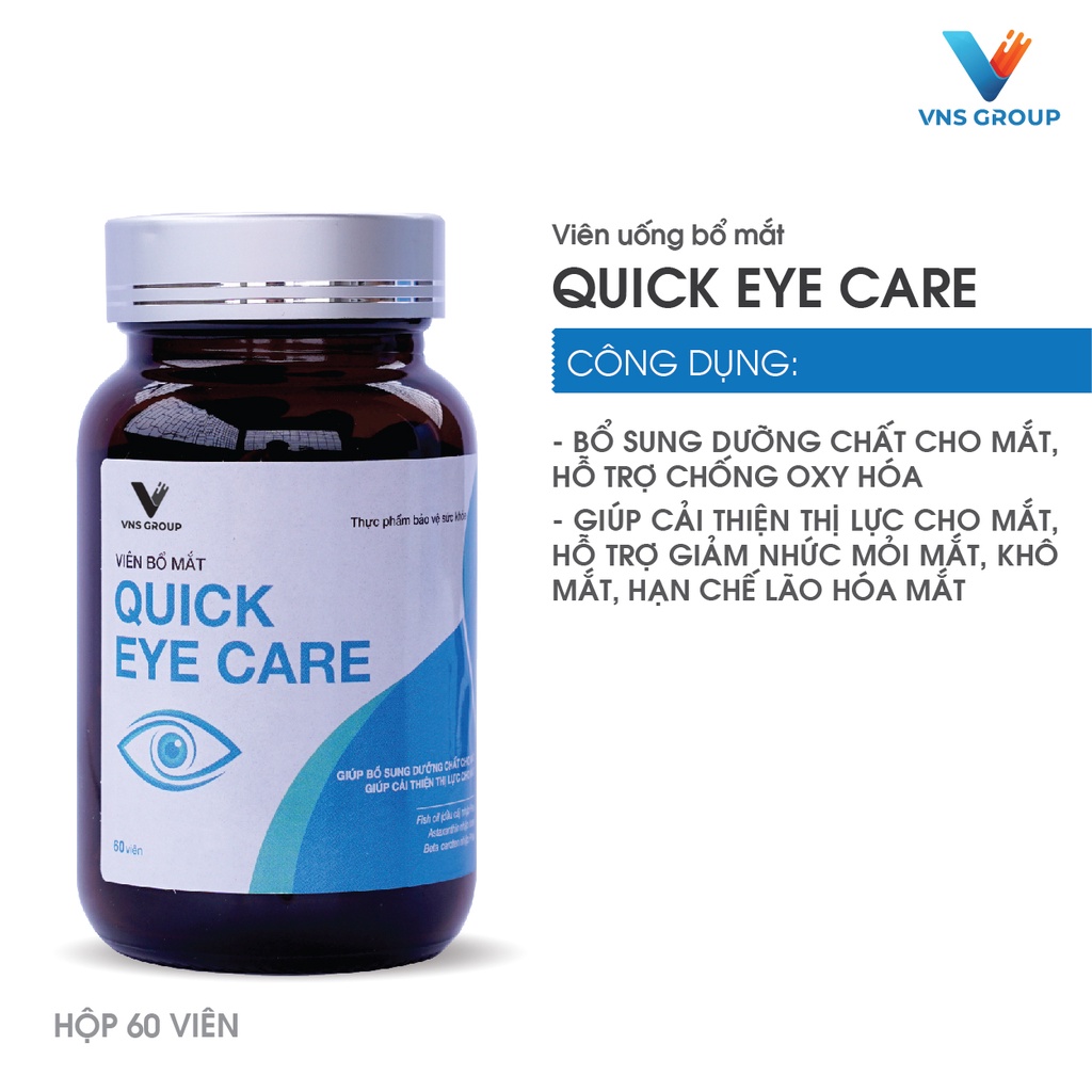 Viên uống bổ mắt Quick Eye Care VNS Group tăng cường thị lực hộp 60 viên