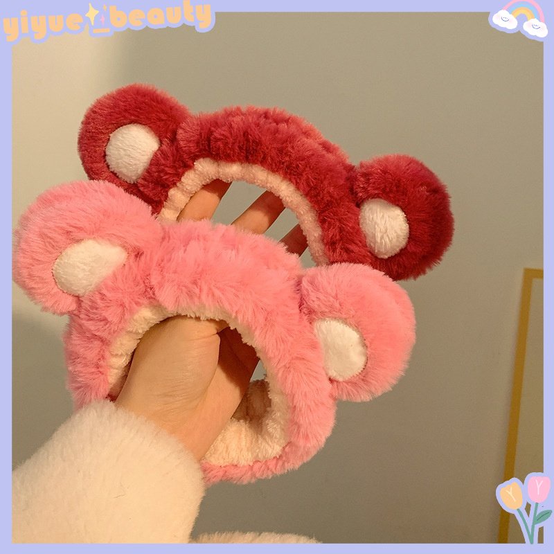 Băng Đô Cài Tóc Hình Gấu / Dâu Tây Dễ Thương Thời Trang Thu Đông Cho Nữ