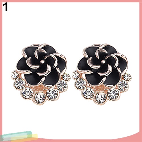 Đôi Khuyên Tai HìNh Hoa Sơn Trà ĐíNh Kim Cương Giả NhiềU MàU ThờI Trang Cho Nữ