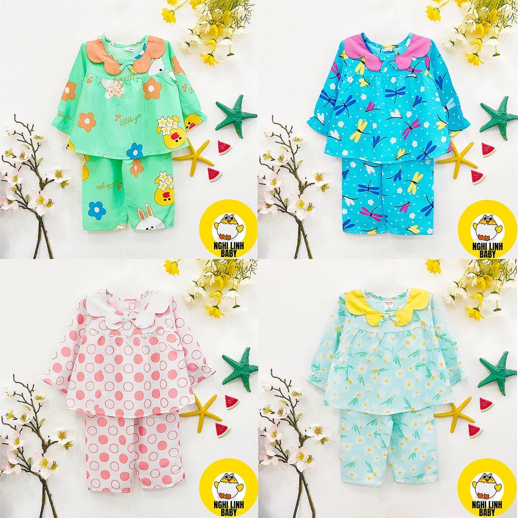 Đồ bộ cho bé gái, đồ mặc nhà vải tole 4&5 tay dài quần dài size từ 11-12kg - Nghi Linh Baby