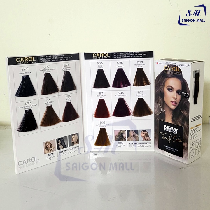 Màu nhuộm dưỡng tóc phủ bạc CAROL Smart 5.0 100ml x 2 chai - Chuẩn salon tại nhà