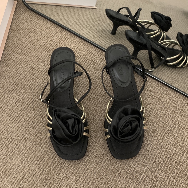 Ginne Giày Cao Gót 5cm Mùa Hè Nhẹ Nhàng Phong Cách Pháp Thanh Lịch Có Dây Đeo Một Dây Buộc Phiên Bản Hàn Quốc Cao Cấp Cho Nữ