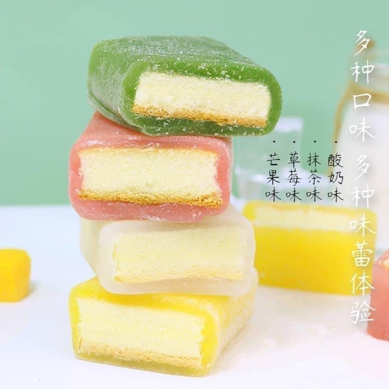 ( HOT MIX 4 VỊ _Bánh phu thê bông lan mochi phu thê - Đài Loan Mix vị Dâu -Xoài -Trà xanh 1kg _2kg)