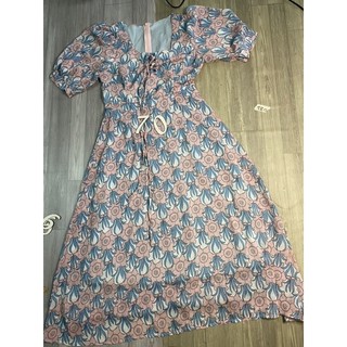 2hand đầm hoa dài kiểu eo 70cm mã 180