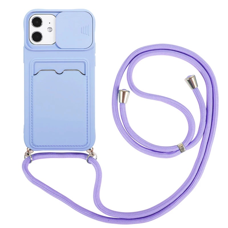 Ốp Điện Thoại Mềm Dạng Ví Có Dây Đeo Chéo Cho Iphone 11 12 13 Pro Max 11 Pro 13 MiNi X XR XS 7 8 Plus