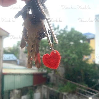 [Móc khoá len] Móc khoá trái tim bằng len handmade