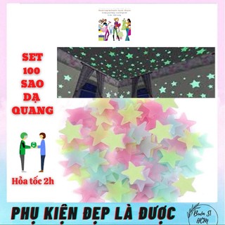 Gói 100 sao dạ quang trang trí dán tường, phát sáng dạ quang trong tối lung linh, lãng mạn