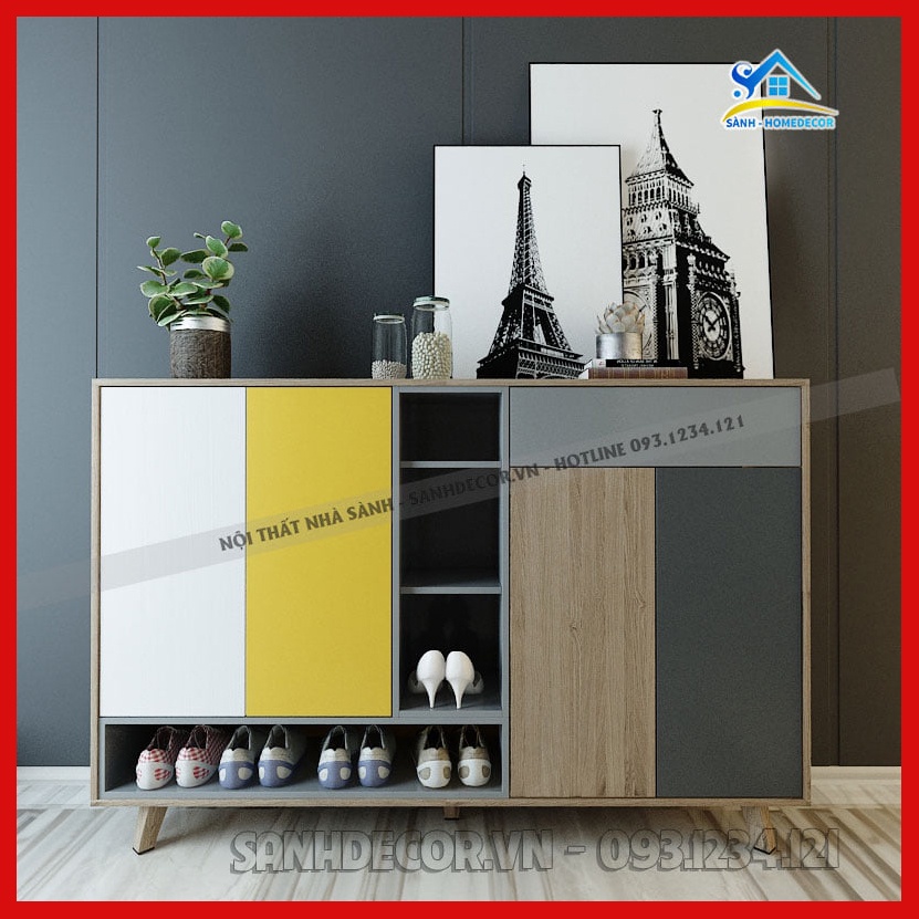 Tủ giầy gỗ đẹp phiên bản nhiều màu sắc 140x35x105 cm, tủ giày hiện đại STG41 phong cách trẻ trung - Made by SÀNH