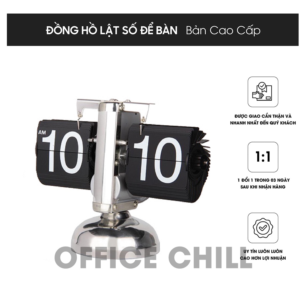 Đồng Hồ Để Bàn lật số cơ học Auto Flip Clock Retro Mac Setup OFFICE CHILL Đồng hồ phong cách vintage cổ điển Sang Trọng