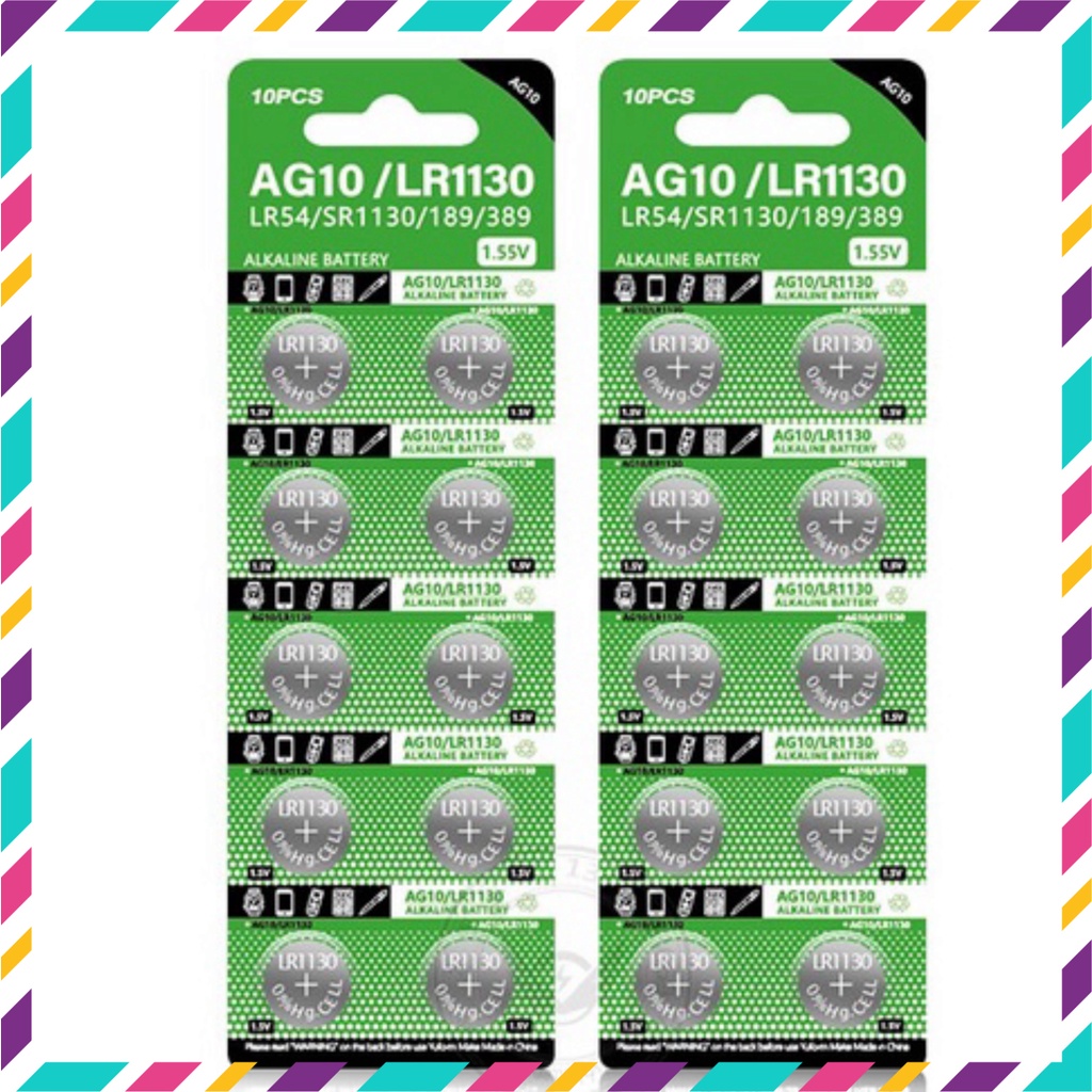 Pin cúc áo LR44/AG13,LR1130/AG10,CR2032,LR626/AG4,LR621/AG1,LR41/AG3 (vỉ 10 viên) (GIẢM GIÁ SỐC)