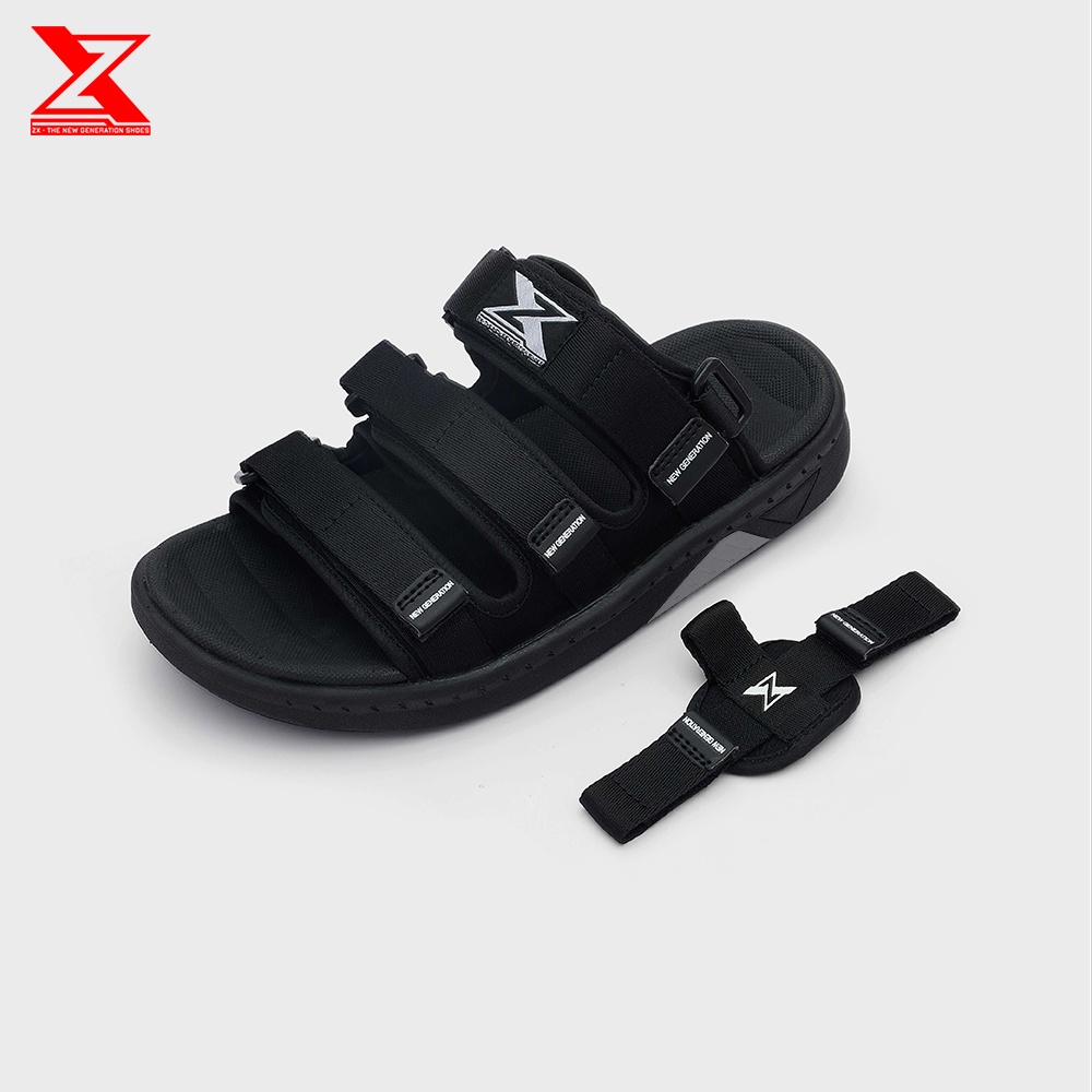 Giày Sandal Nam Nữ ZX 3719 quai ngang All Black