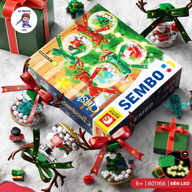 Đồ Chơi Lắp Ráp Giáng Sinh Noel Mô Hình Quả Cầu Trang Trí Cây Thông Phát Sáng / Ông Già Tuyết 601168