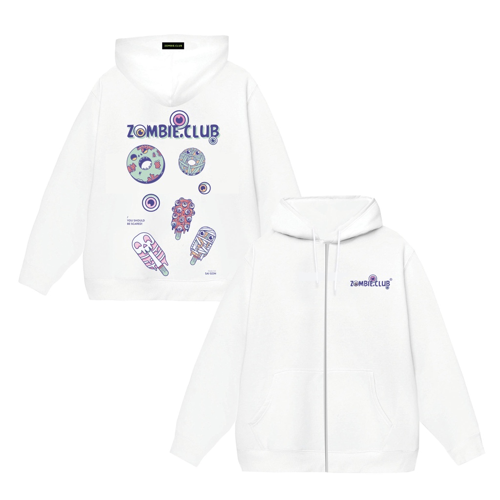 Áo Hoddie Zip Zombie Club, CREAM & DONUT SS2 Unisex Chính Hãng