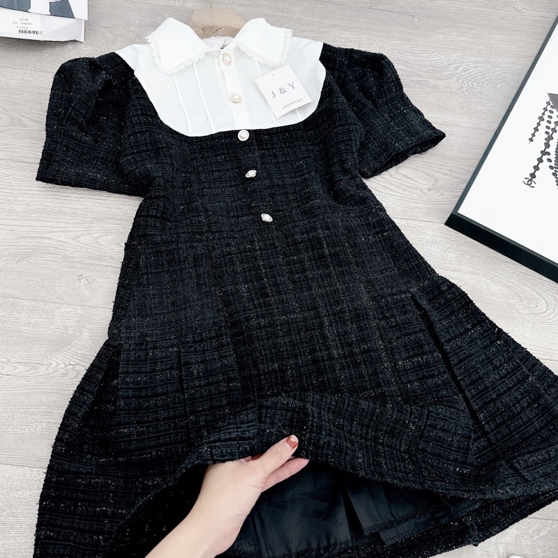 [ 𝐅𝐑𝐄𝐄 𝐒𝐇𝐈𝐏 ] Váy dạ nhũ tay bồng phối cổ ren siêu hot Vải dạ nhũ QC cao cấp, dày dặn, lót gió trong không dặm ngứa