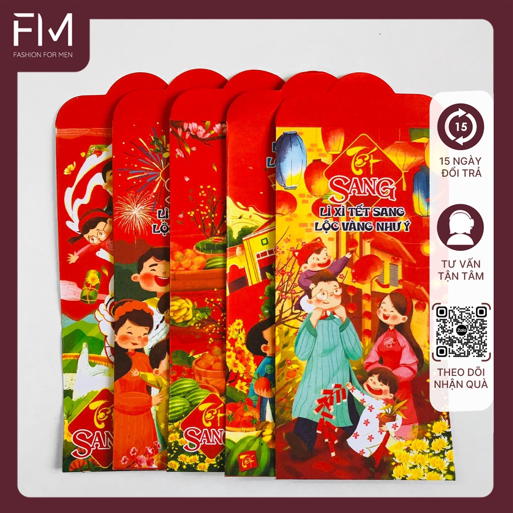 Combo 5 bao lì xì tết sang lộc vàng như ý in hình cực đẹp năm 2023- FORMEN SHOP - FMCA049