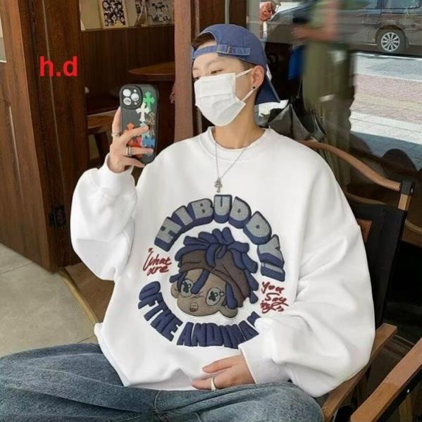 Áo Sweater cổ tròn dài tay HIBUDDY ; thun hoodie form rộng UlzzangChất nỉ cotton đẹp Không Bai xù TrendFree ship