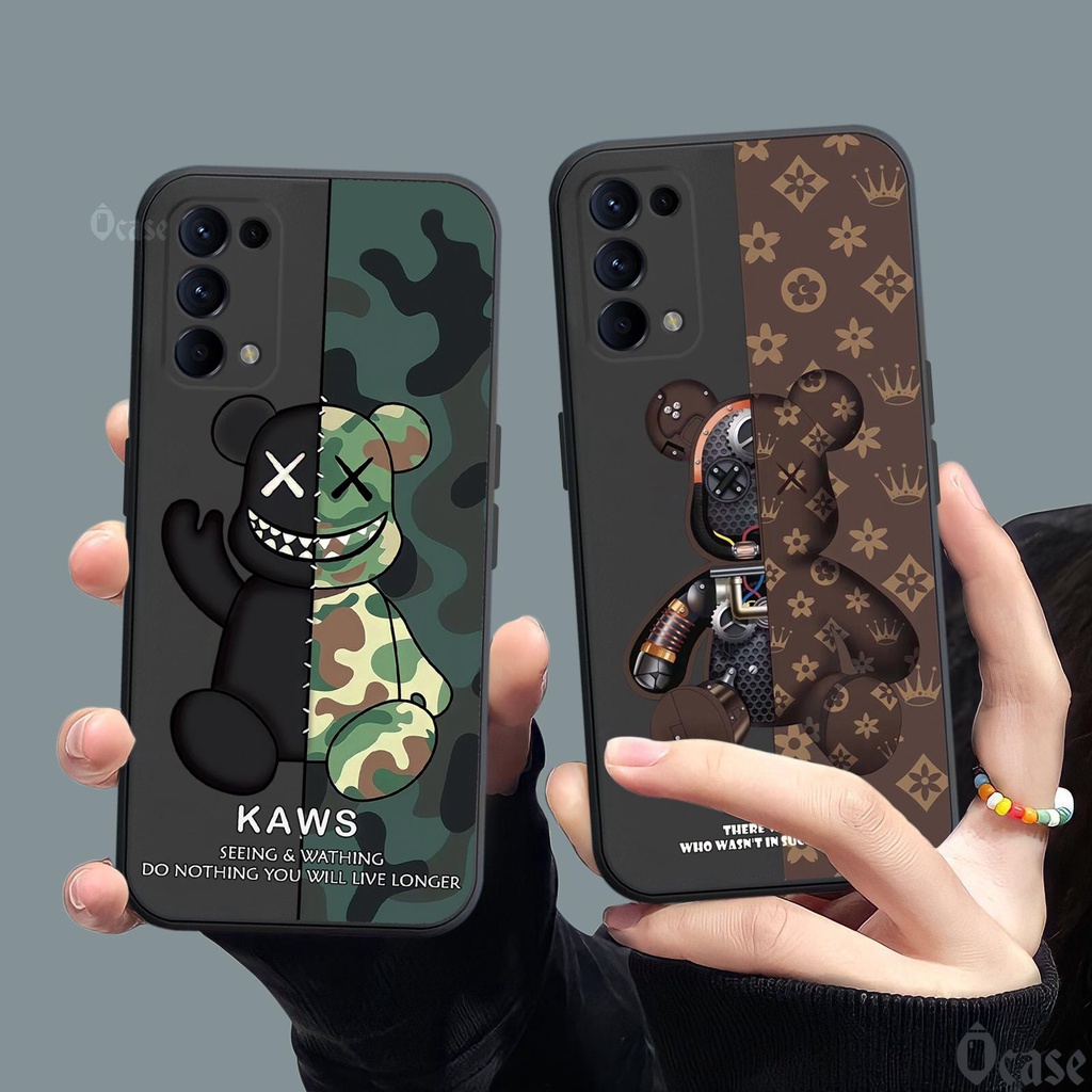 Ốp lưng Oppo Reno 5 / 5 Pro / FIND X3 LITE in hình gấu cool ngầu cạnh viền vuông có bảo vệ camera