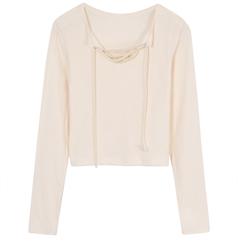 Áo Thun Nữ Tay Dài Cổ Chữ V Màu Sắc Thanh Lịch