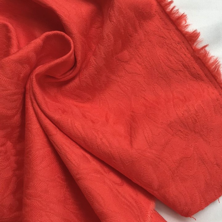 Vải Gấm Bố Cotton Đỏ Cam Họa Tiết Nổi Khổ 1m4 - Dày Dặn, Co Giãn - May Áo Dài Cách Tân, Đầm Thiết Kế, Bọc Ghế
