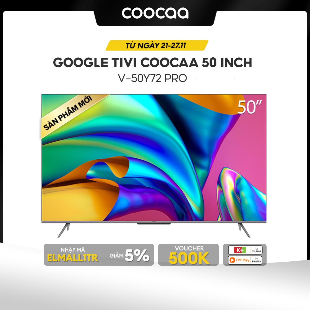 Google Tivi Coocaa Qled+ 50 Inch - 50y72 Pro - Lắp Đặt Miễn Phí