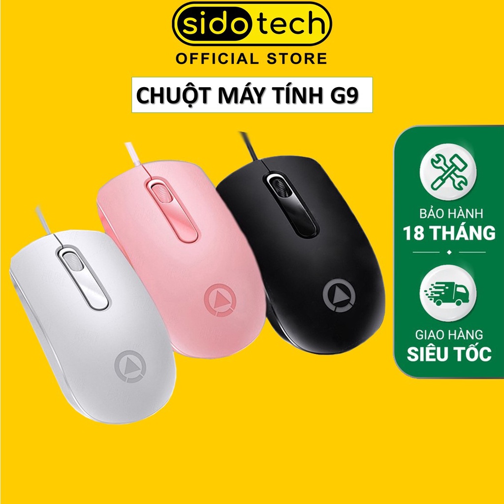Chuột máy tính văn phòng có dây SIDOTECH G9 giá rẻ dành cho làm việc và chơi game 1200 DPI - Hàng chính hãng