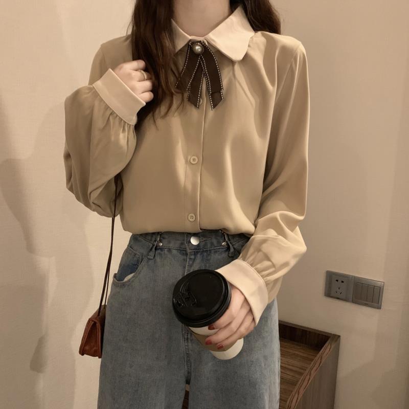 IELGY Áo Sơ Mi Tay Dài Thời Trang Công Sở Cho Nữ