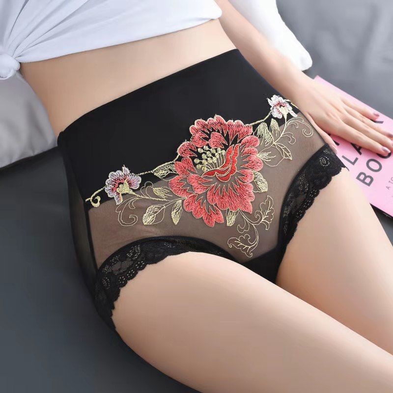 Bộ 2 Quần Lót Ren Lưới Không Đường May Lưng Cao Quyến Rũ Cho Nữ