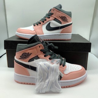 Giày Jordan Hồng Vạch Đen cao cổ, Giày Sneaker Nữ JD high hồng đen HÓT NĂM 2022