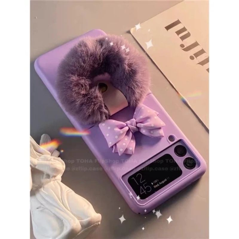 [CÓ SẴN] Ốp Samsung Z Flip 3 / Z Flip 4 đính nơ quai xách bông mềm xinh xắn cute / Z Flip3 / ZFlip3 / Z Flip4/ ZFlip4