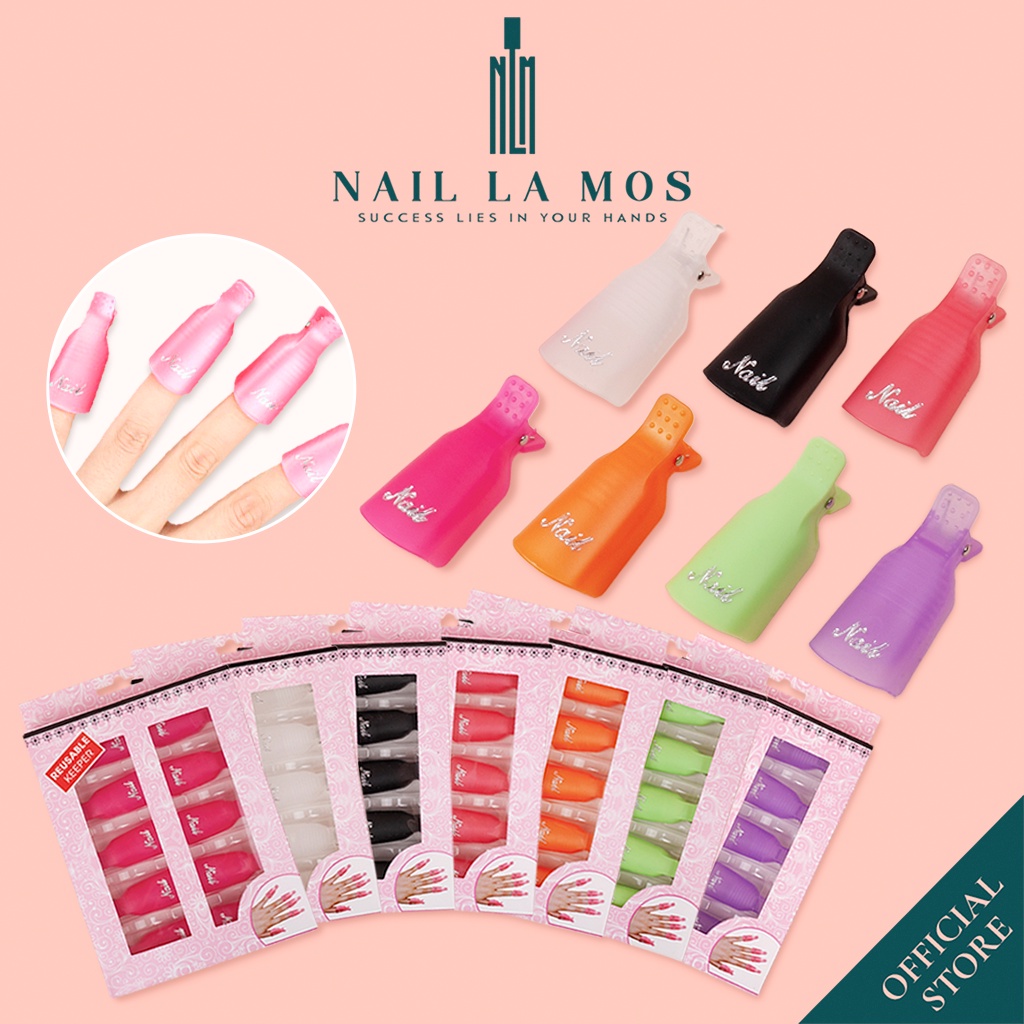 Kẹp ủ tháo gel móng tay - Bộ 10 kẹp nhựa bền chắc chuyên dụng cho dân làm móng