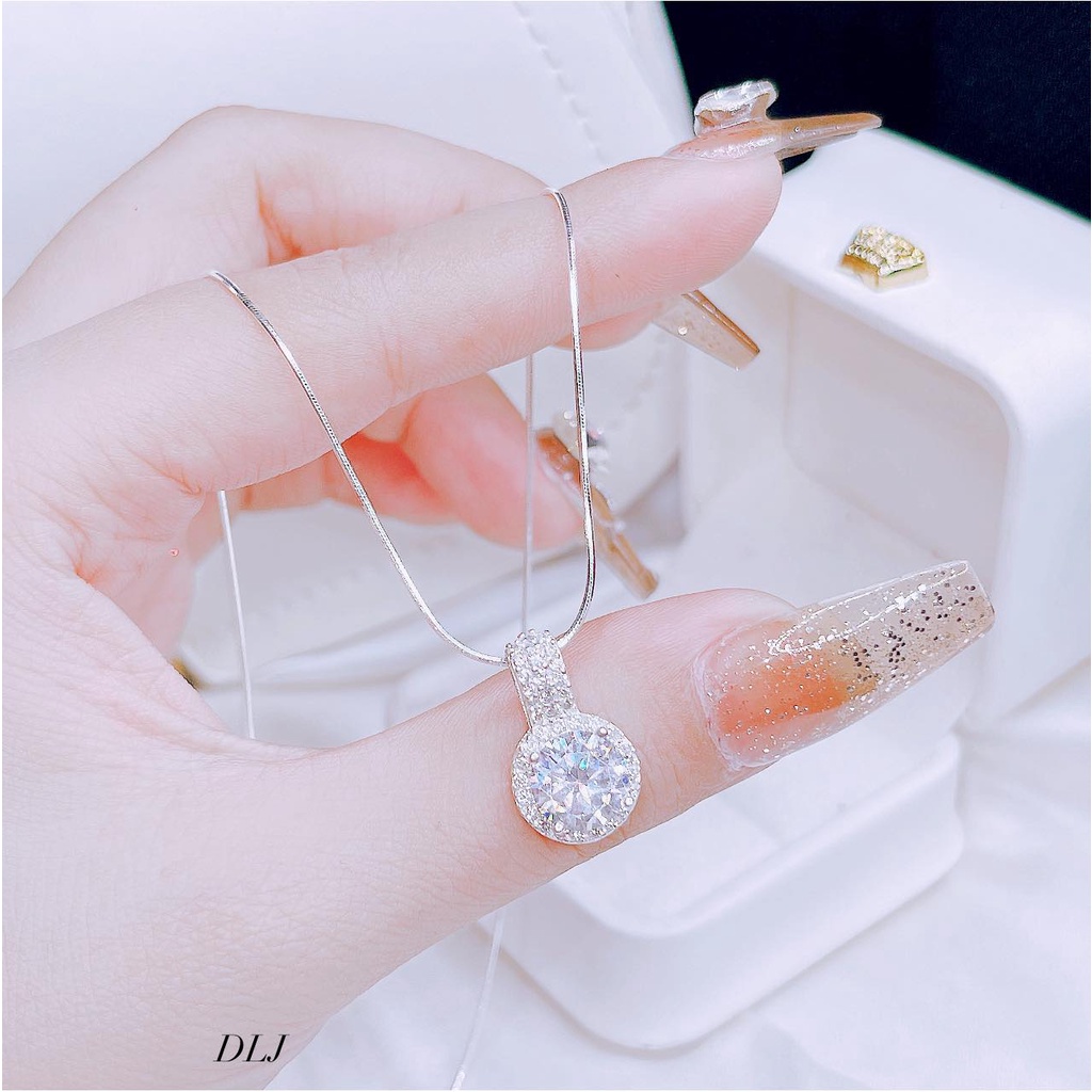 Dây chuyền bạc nữ mẫu mặt đá tròn mã 9011, Tiệm Bạc Mê Ly cam kết bạc chuẩn