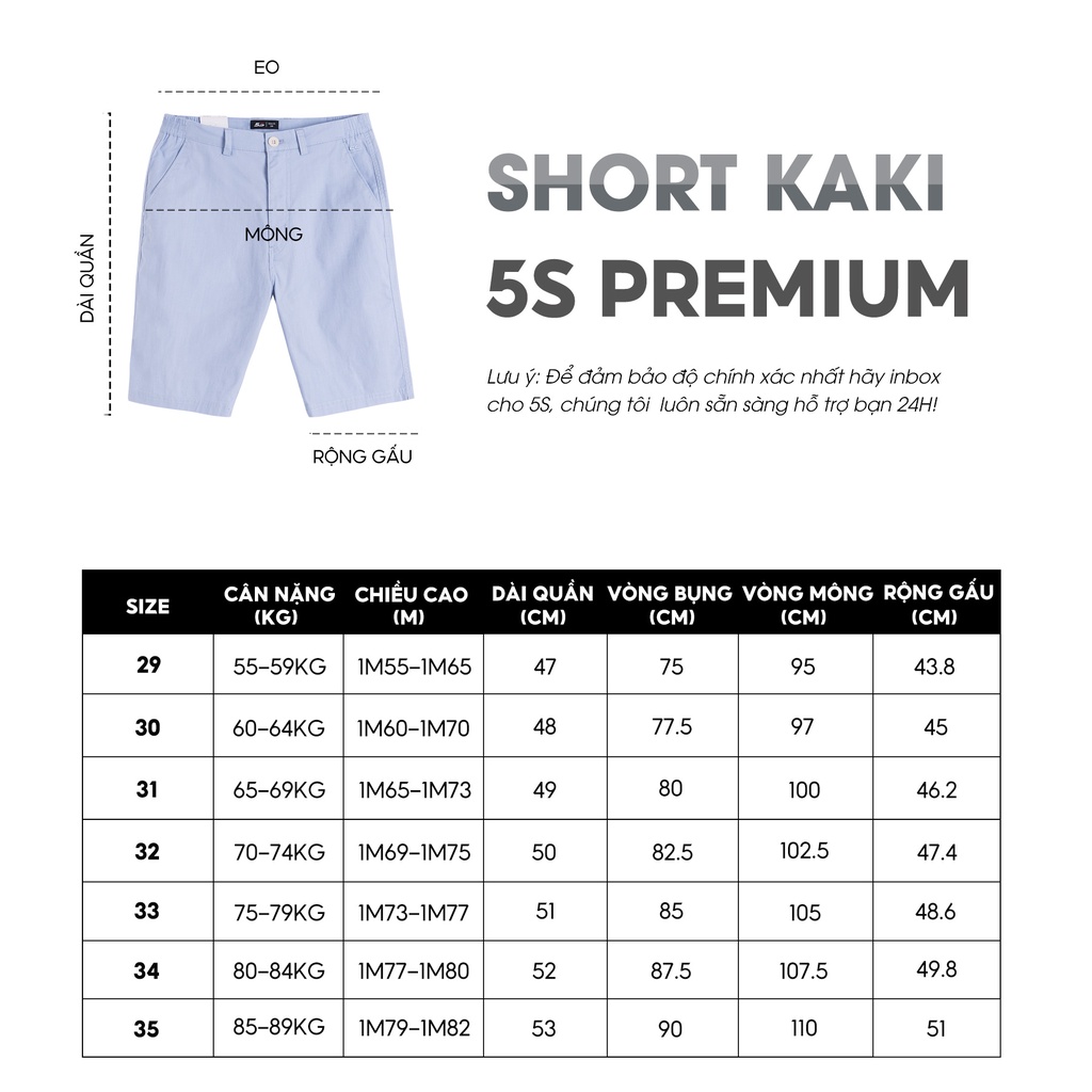 Quần Short Kaki Nam Basic 5S (6 Màu), Chất Liệu Cotton Premium, Đai Phối Chun Co Giãn, Thấm Hút Cực Tốt (QSK22051)