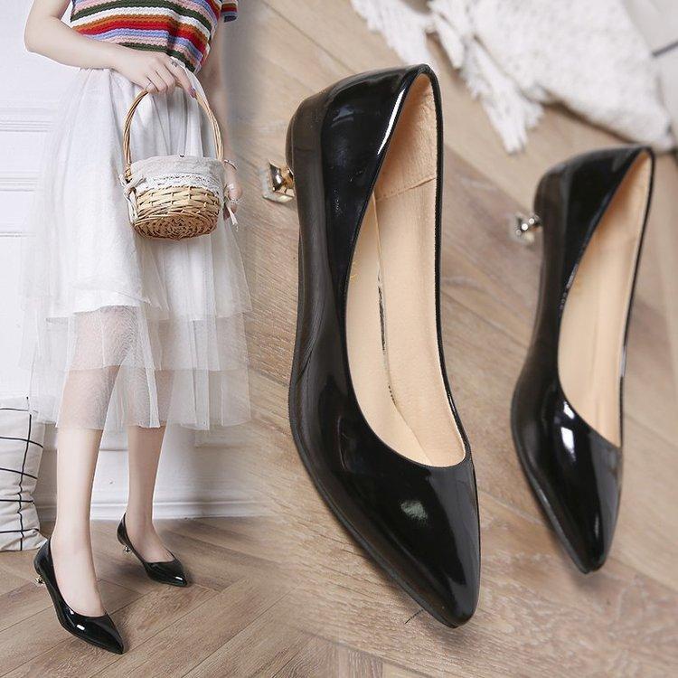 ﹉✚Giày Cao Gót 3cm Mũi Nhọn Gót Thấp 3cm Phong Cách Hàn Quốc Cho Nữ