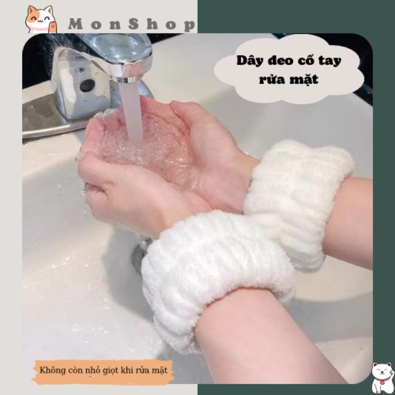 Cặp Băng Đô Đeo Cổ Tay Rửa Mặt Siêu Thấm Chống Ướt Áo Ướt Sàn Xinh Xắn Tiện Lợi Cho Các Nàng - D01
