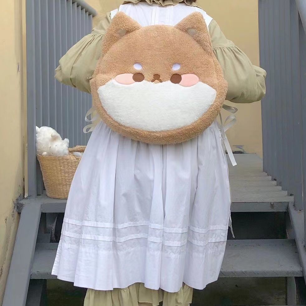 Ba Lô Bông Hình Chú Chó Shiba Inu Phong Cách Lolita Nhật Bản Đáng Yêu Kích Thước 46.6cm 40 X 35