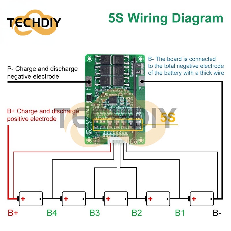 Bảng Mạch Bảo Vệ Pin Lithium 4S / 5S / 6S / 7S BMS 16.8V 21V 20A 18650 Sự Bảo Vệ