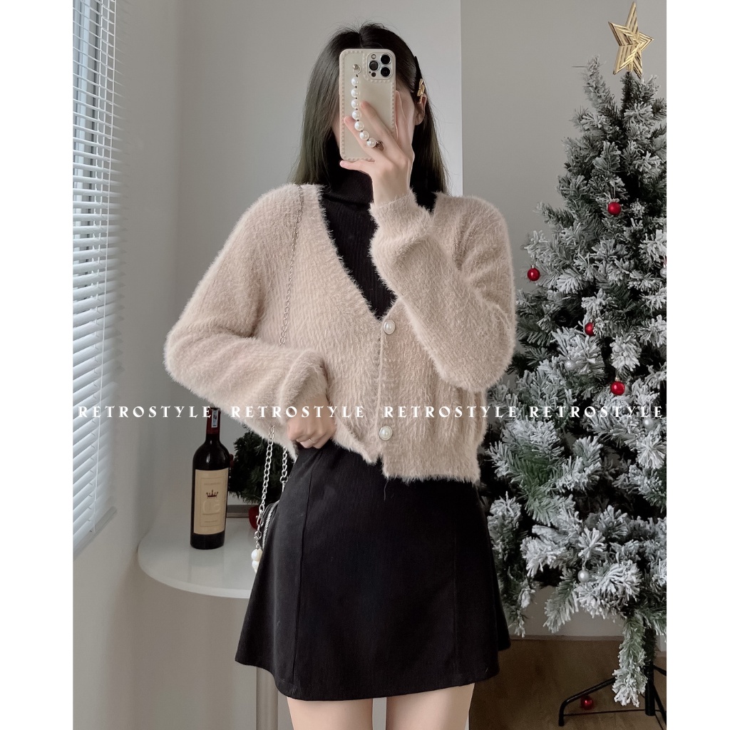 Áo cardigan lông thỏ croptop mã CDGlongcucngoc107_P8K1